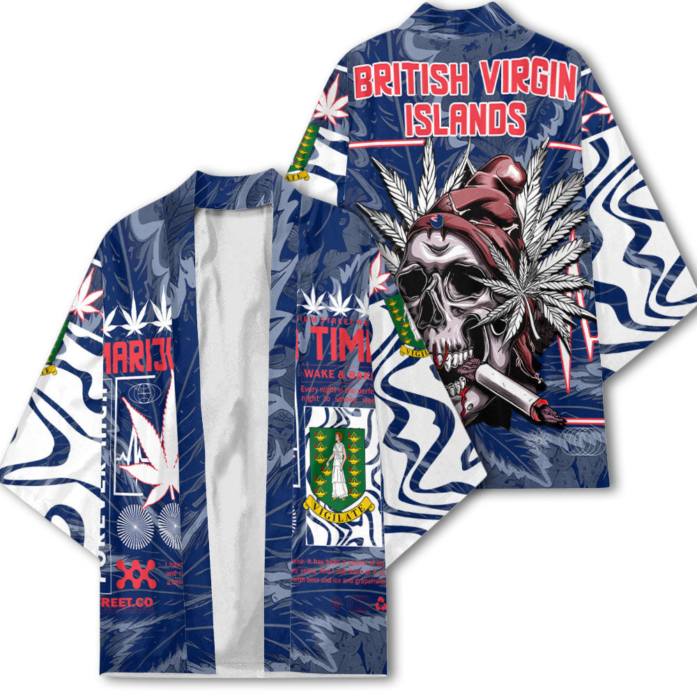 British Virgin Islands Kimono Flag & Coat Of Arms Marijuanas Style