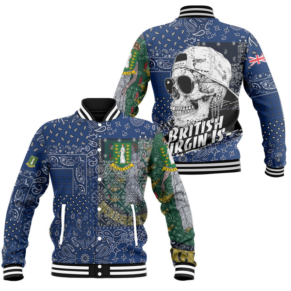 British Virgin Islands Baseball Jacket Paisley Flag And Skull Style 1