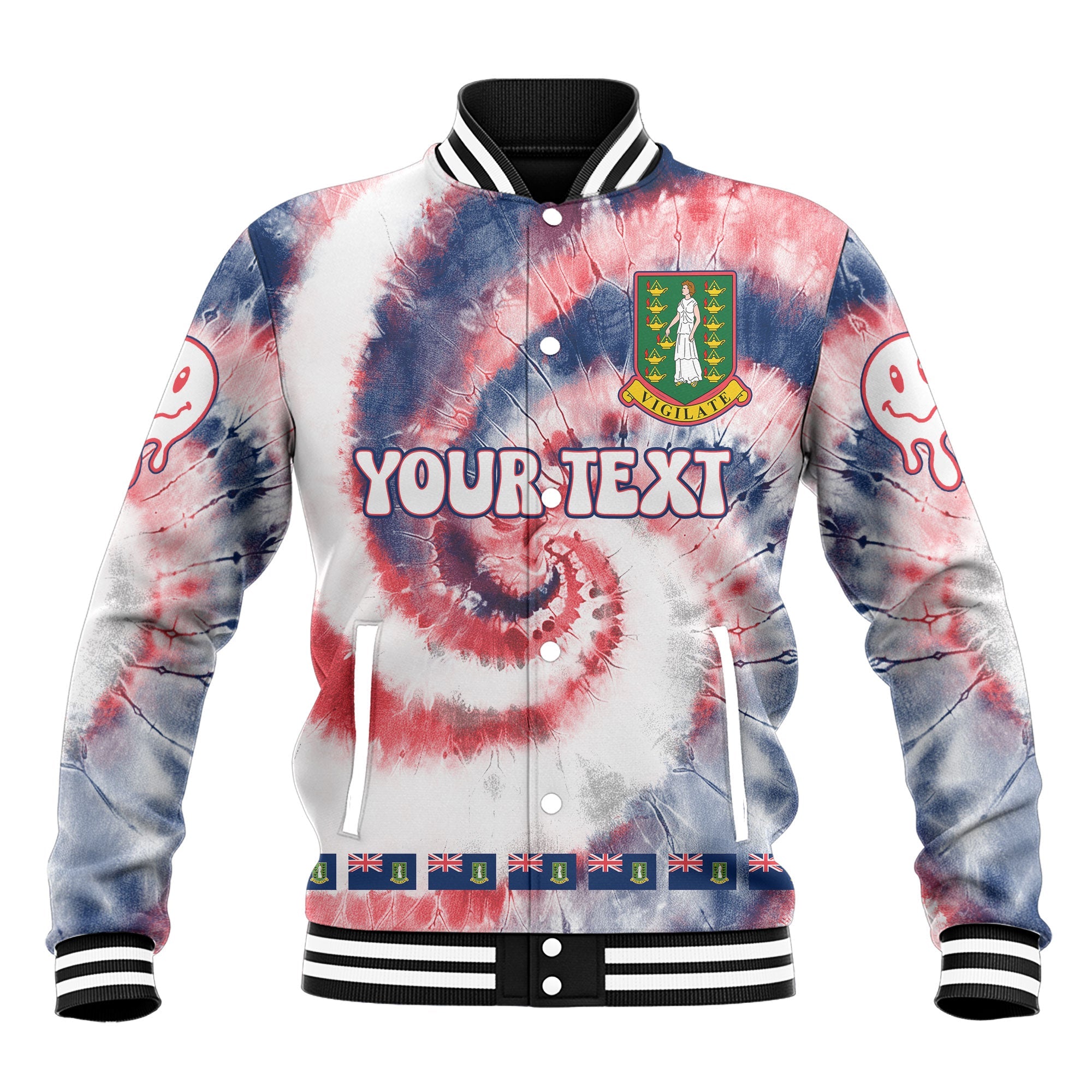 British Virgin Islands Baseball Jacket Custom Tie Dye Style 2