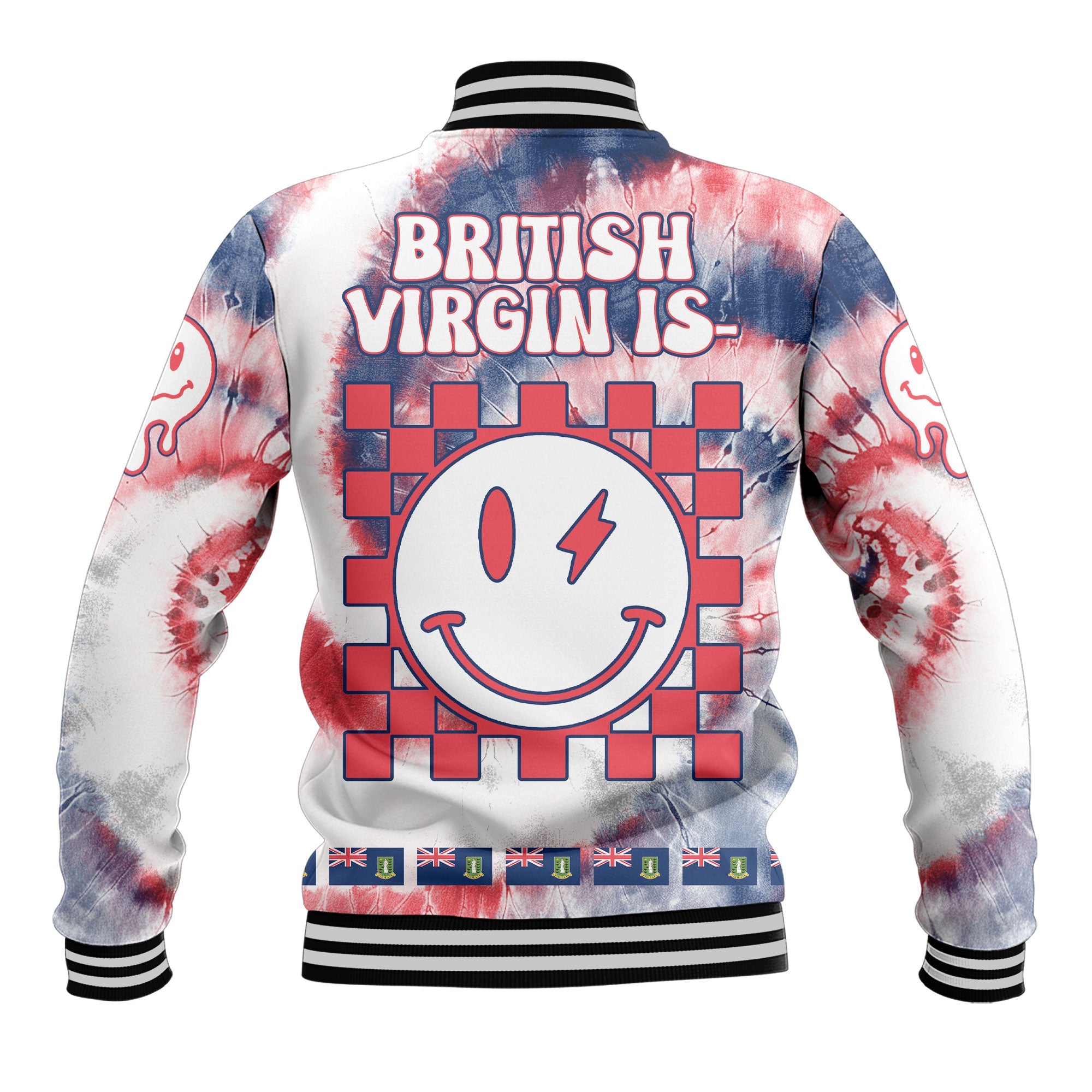 British Virgin Islands Baseball Jacket Custom Tie Dye Style 3