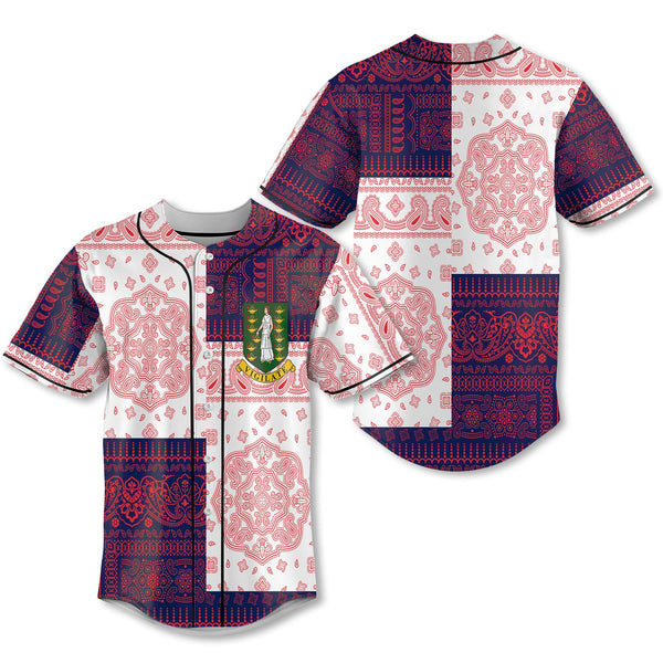 British Virgin Islands Baseball Jersey Flag And Paisley Basic Style 1