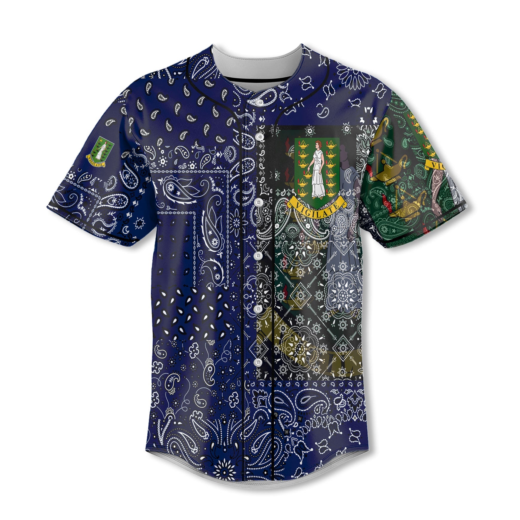 British Virgin Islands Baseball Jersey Paisley Flag And Skull Style 2