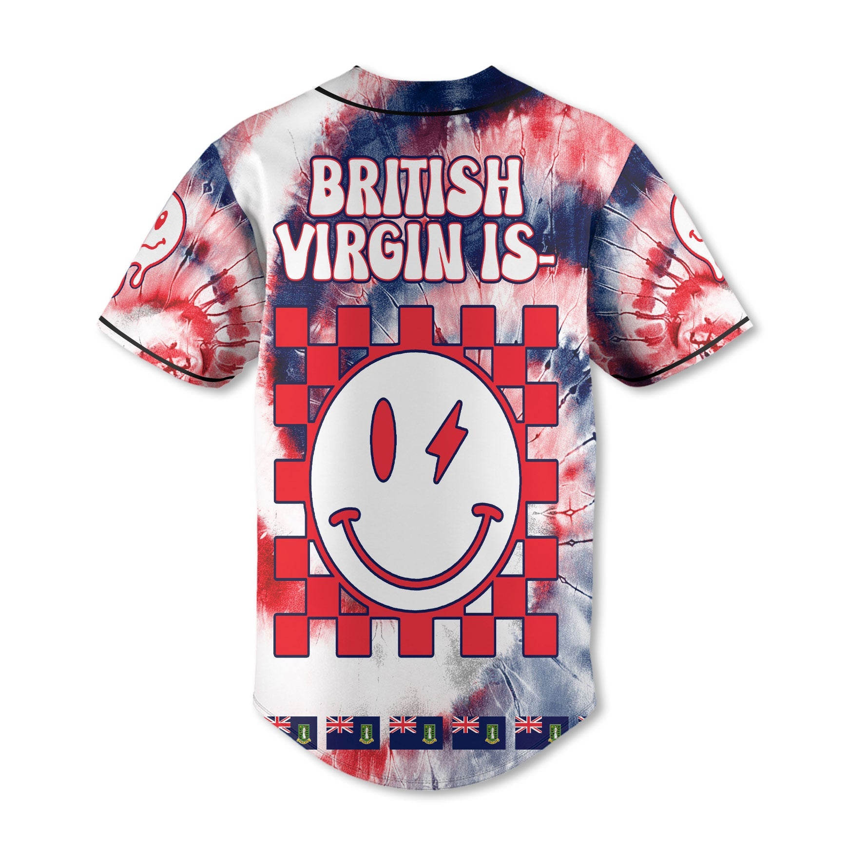 British Virgin Islands Baseball Jersey Custom Tie Dye Style 3