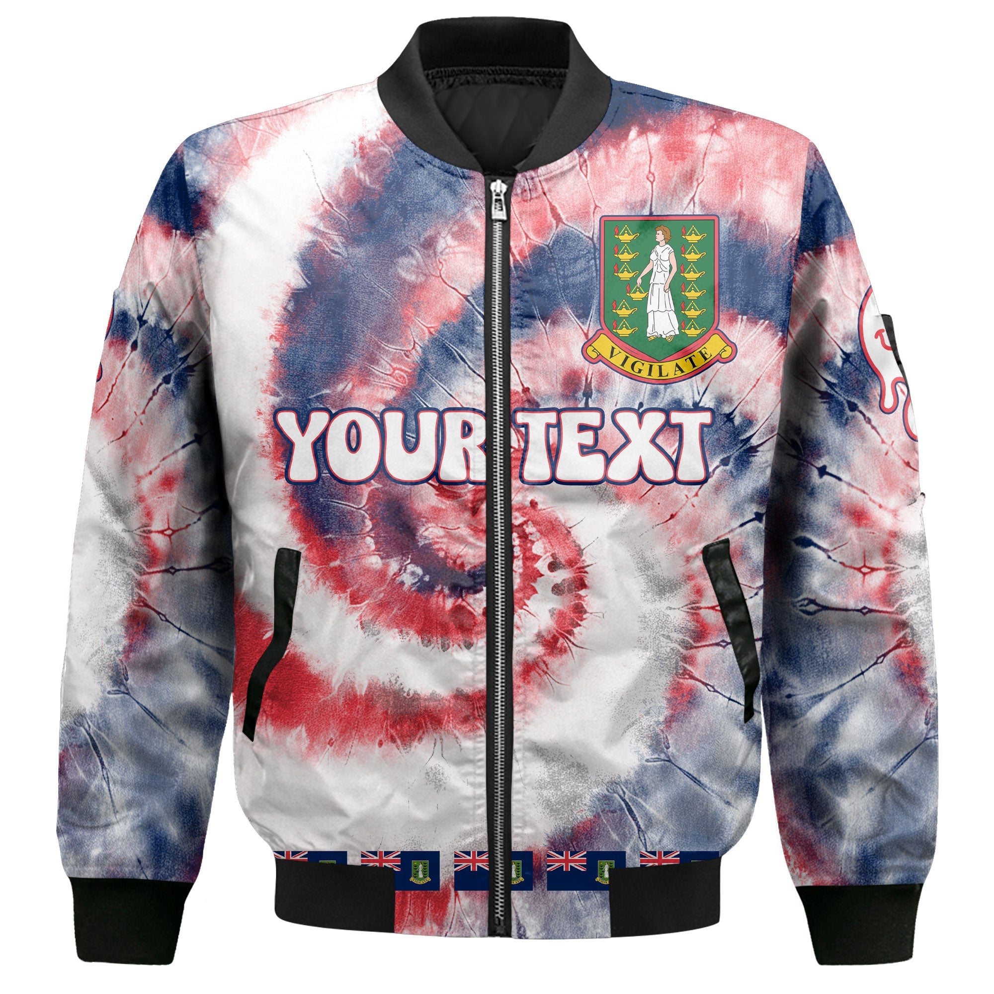 British Virgin Islands Bomber Jacket Custom Tie Dye Style 2