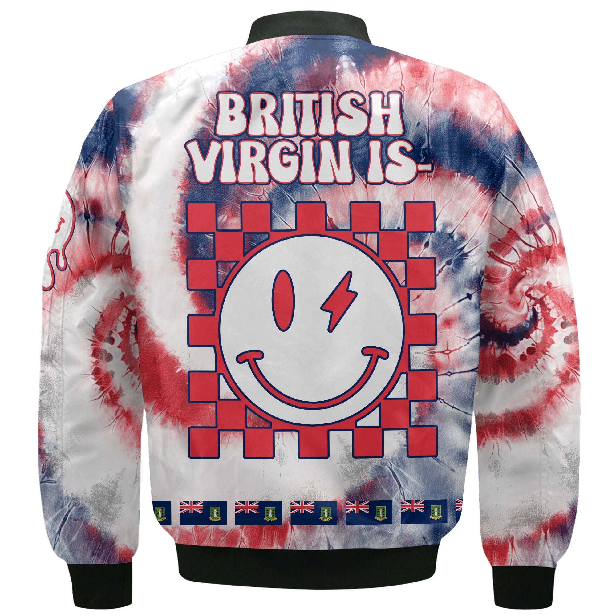 British Virgin Islands Bomber Jacket Custom Tie Dye Style 3