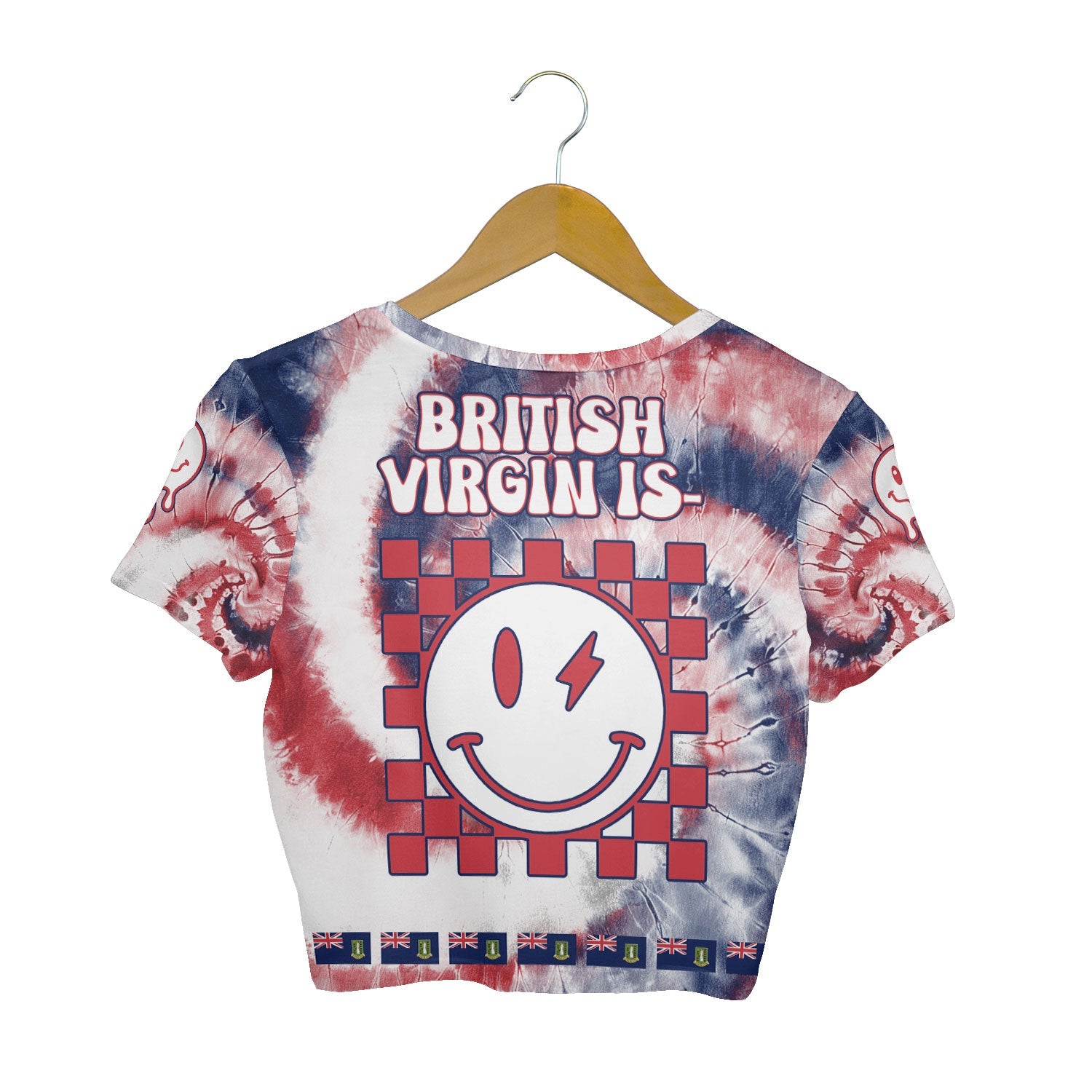 British Virgin Islands Croptop T Shirt Custom Tie Dye Style 2