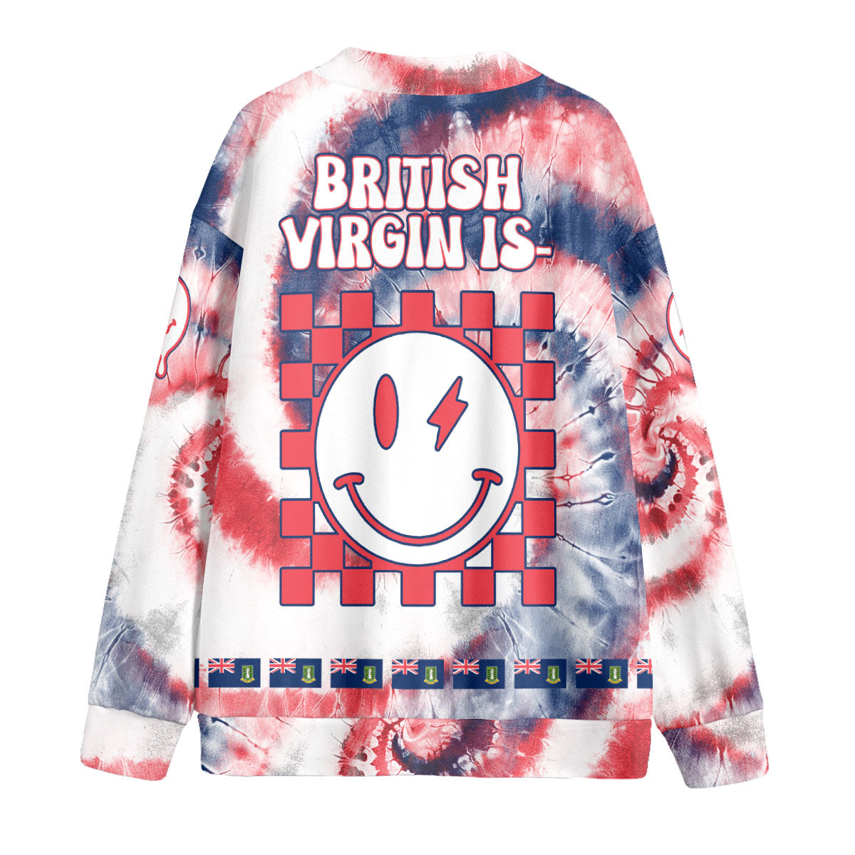 British Virgin Islands Fleece Cardigan Custom Tie Dye Style 2