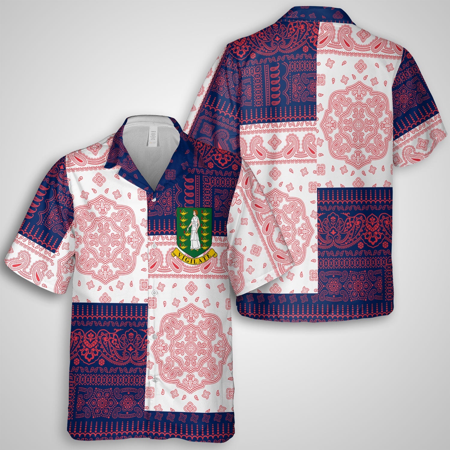 British Virgin Islands Hawaiian Shirt Flag And Paisley Basic Style 1