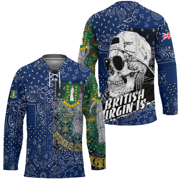 British Virgin Islands Hockey Jersey Paisley Flag And Skull Style 1