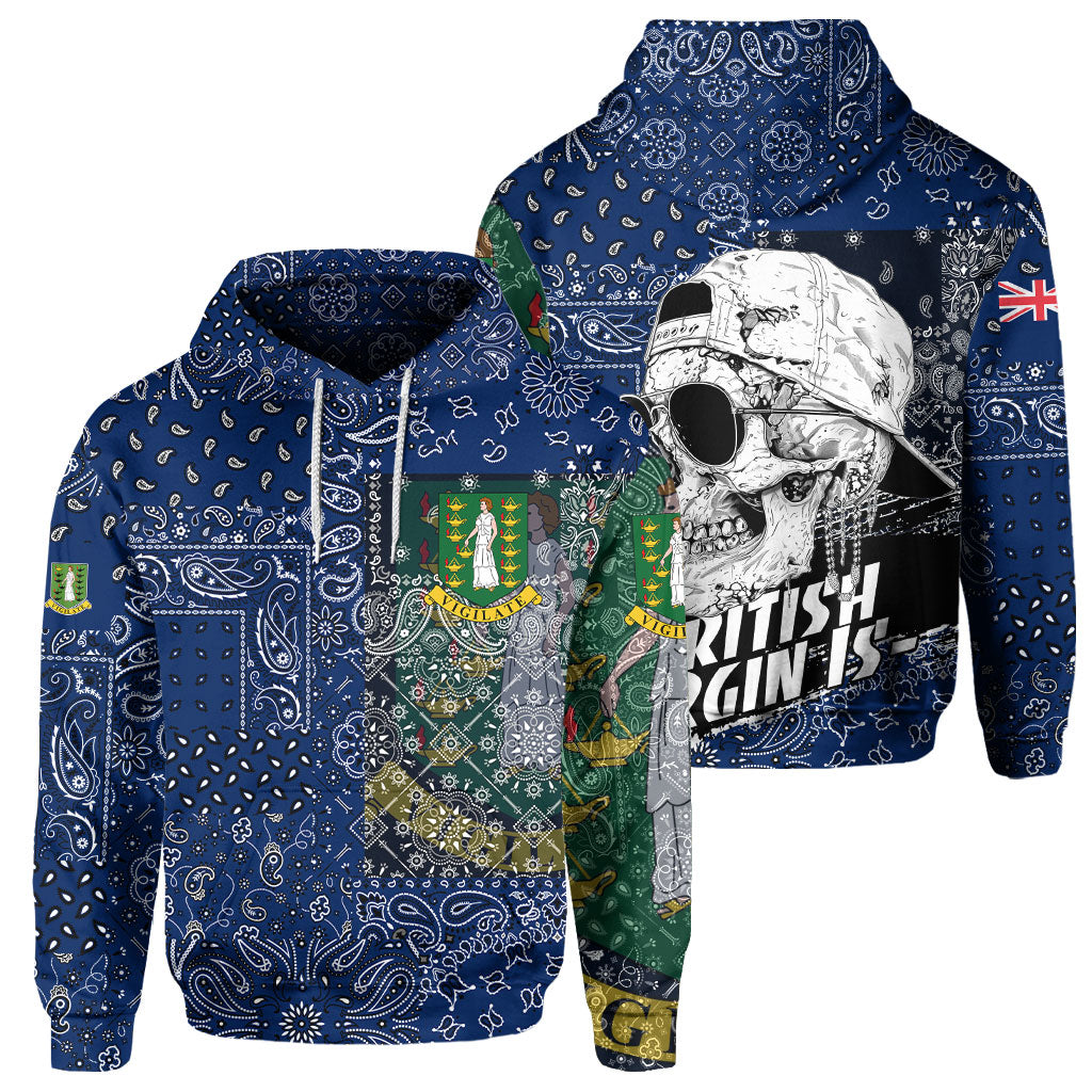 British Virgin Islands Hoodie Paisley Flag And Skull Style 1