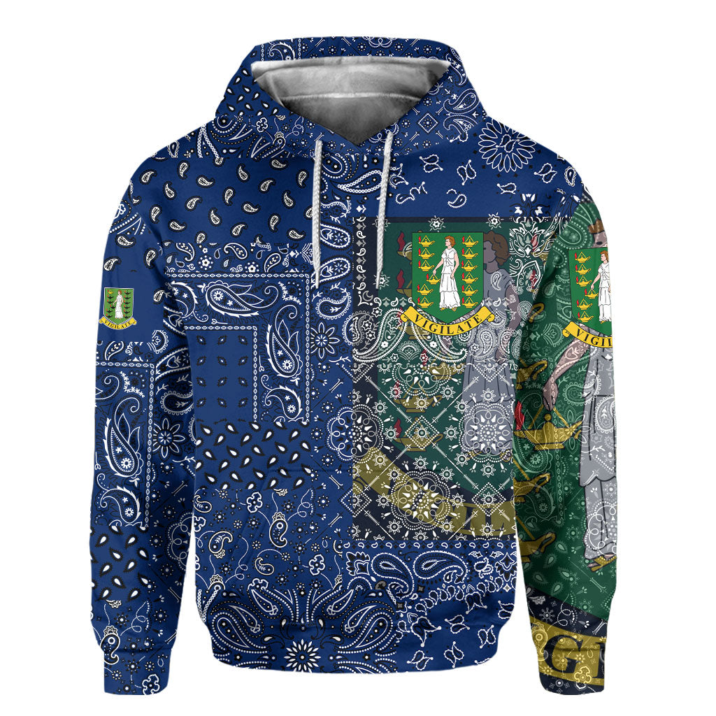 British Virgin Islands Hoodie Paisley Flag And Skull Style 2