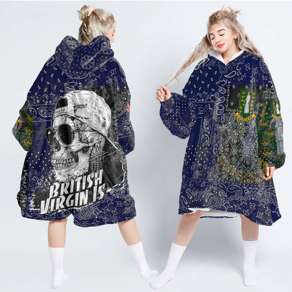 British Virgin Islands Hoodie Blanket Paisley Flag And Skull Style 1