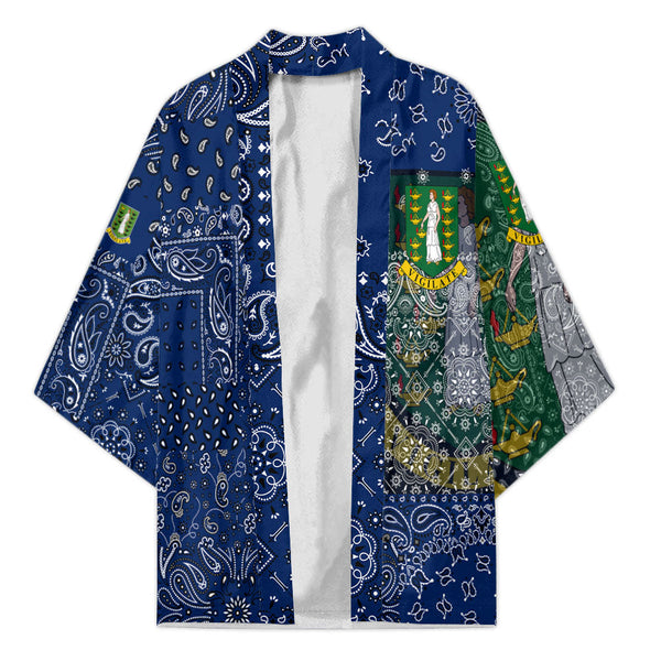 British Virgin Islands Kimono Paisley Flag And Skull Style 1