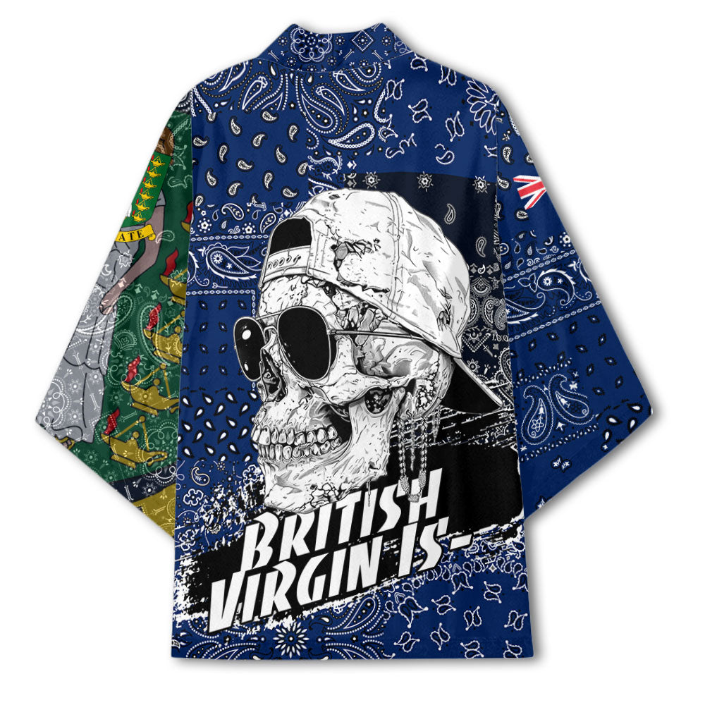 British Virgin Islands Kimono Paisley Flag And Skull Style 3