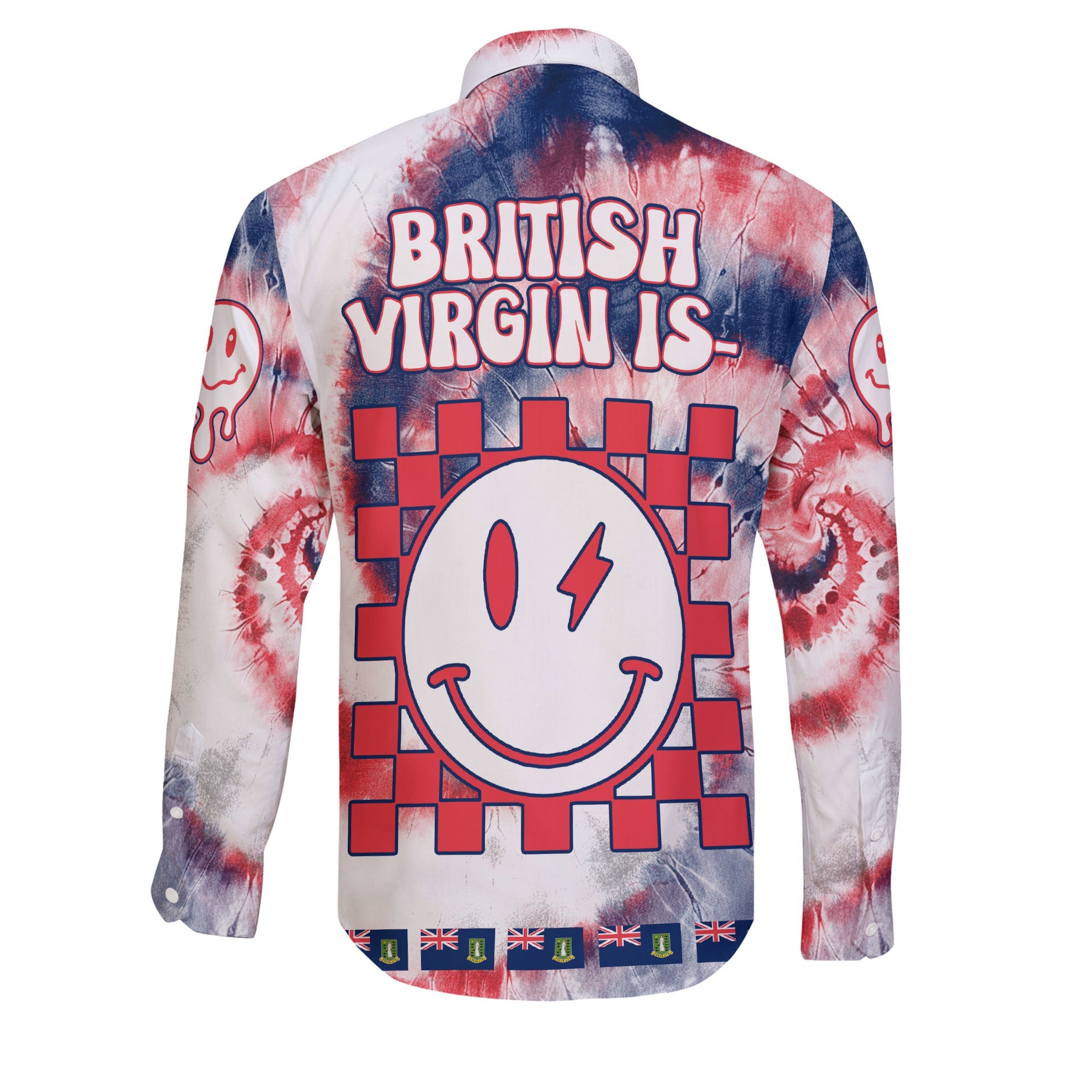 British Virgin Islands Long Sleeve Button Shirt Custom Tie Dye Style 2