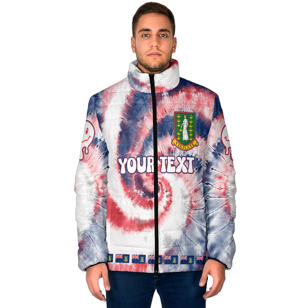 British Virgin Islands Men Padded Jacket Custom Tie Dye Style 1