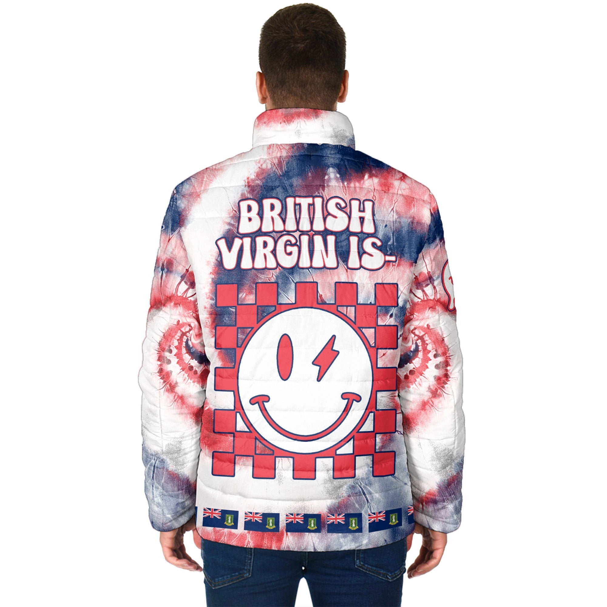 British Virgin Islands Men Padded Jacket Custom Tie Dye Style 4