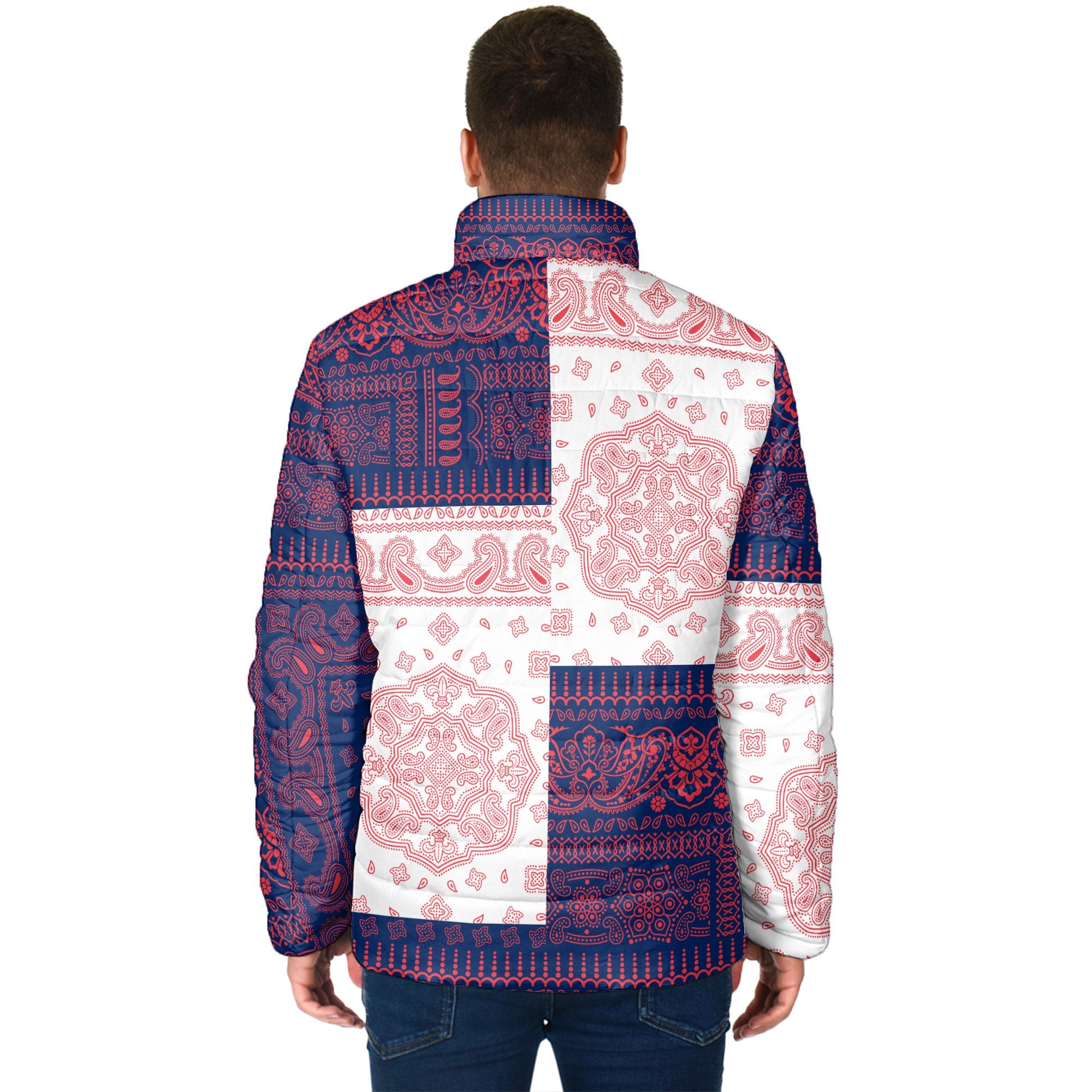 British Virgin Islands Men Padded Jacket Flag And Paisley Basic Style 4