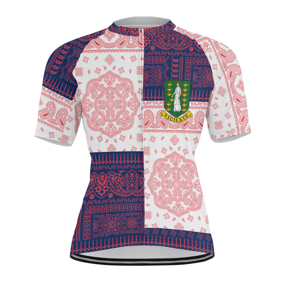 British Virgin Islands Men Cycling Jersey Flag And Paisley Basic Style 1