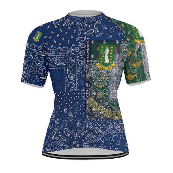 British Virgin Islands Men Cycling Jersey Paisley Flag And Skull Style 1