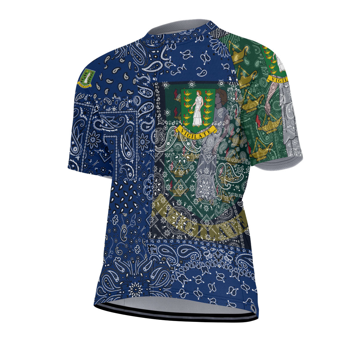 British Virgin Islands Men Cycling Jersey Paisley Flag And Skull Style 2