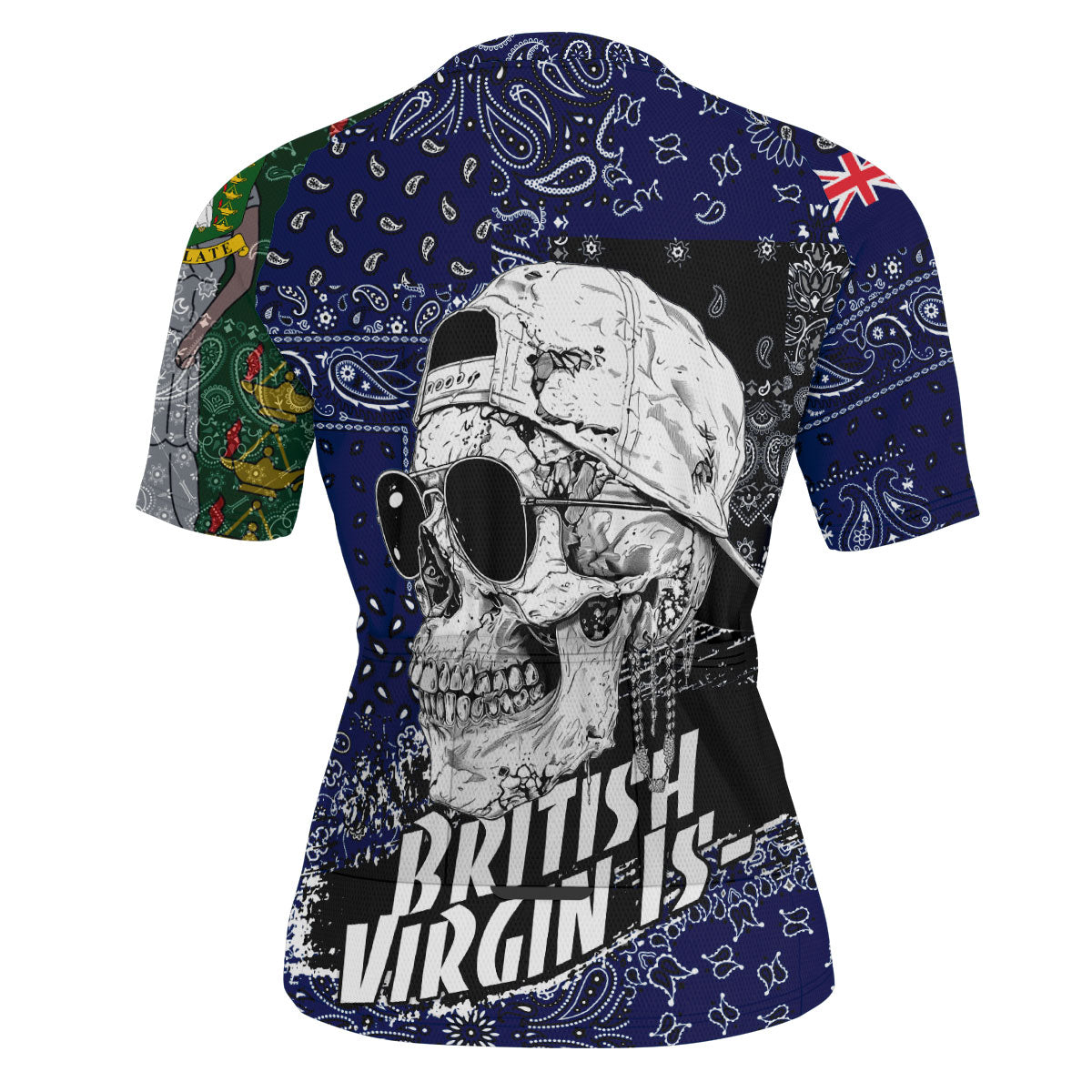 British Virgin Islands Men Cycling Jersey Paisley Flag And Skull Style 3