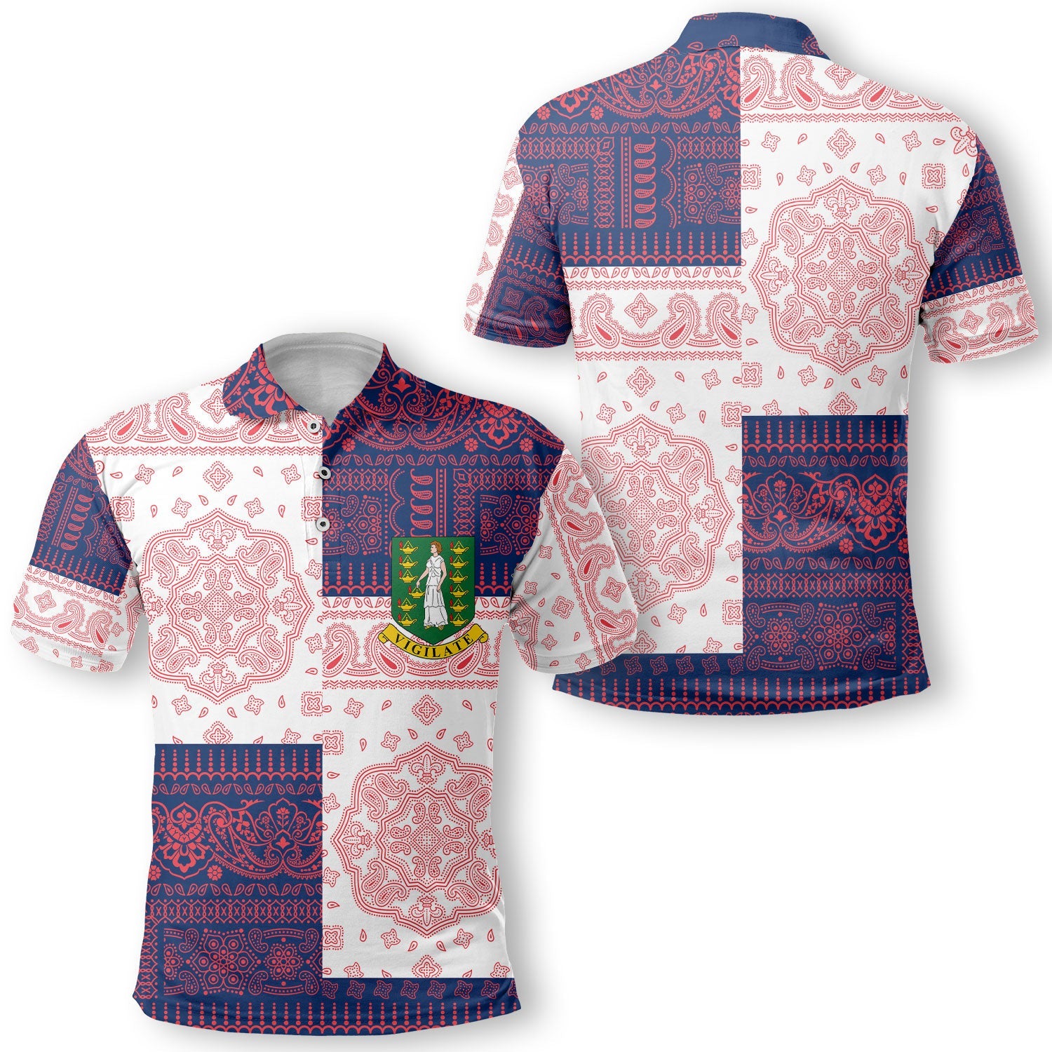 British Virgin Islands Polo Shirt Flag And Paisley Basic Style 1