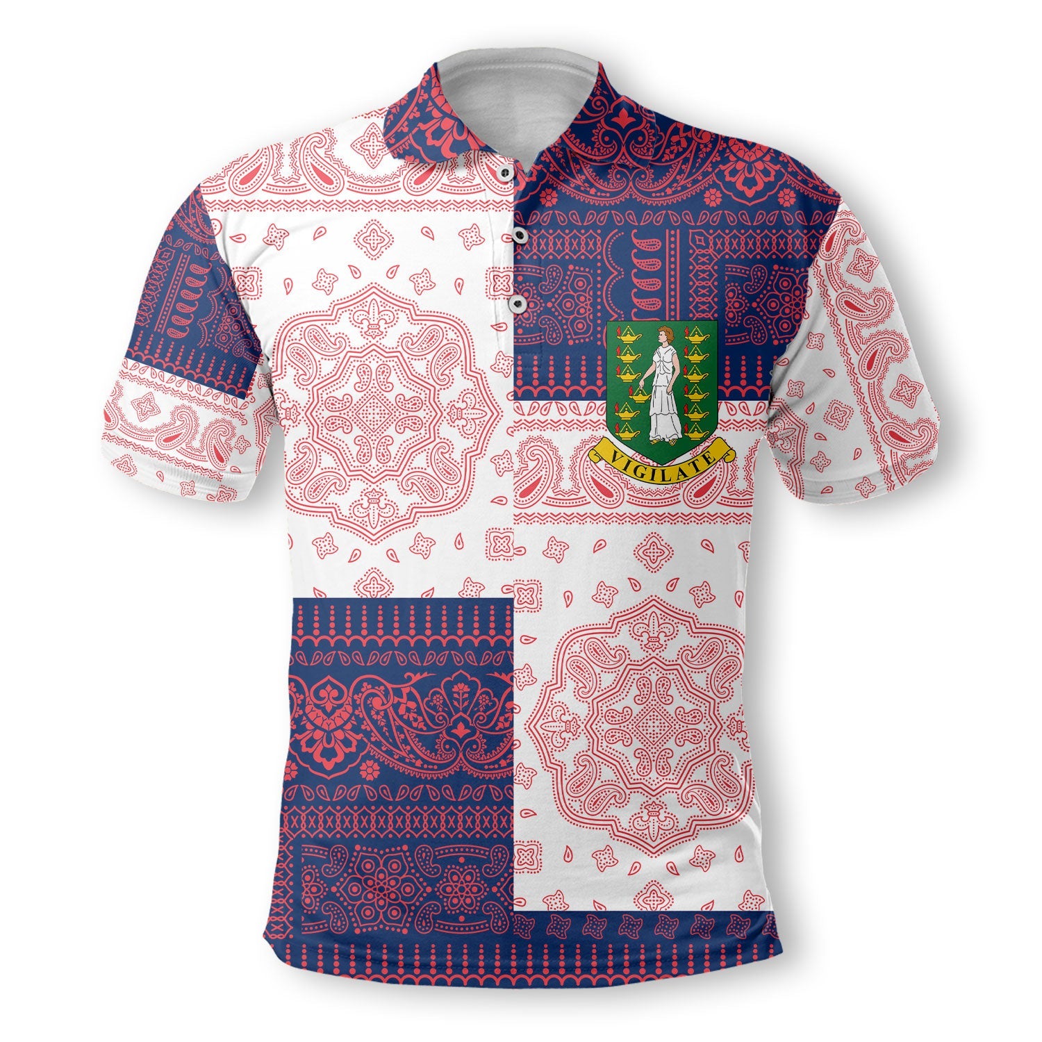 British Virgin Islands Polo Shirt Flag And Paisley Basic Style 4