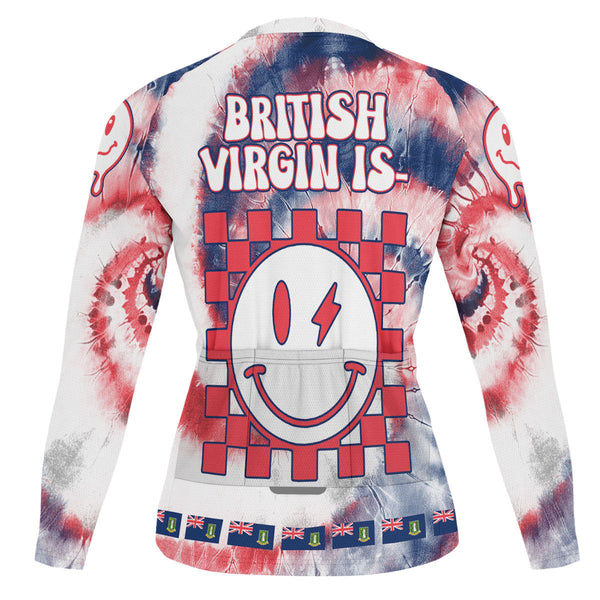 British Virgin Islands Raglan Men Cycling Jersey Long Sleeve Custom Tie Dye Style 1