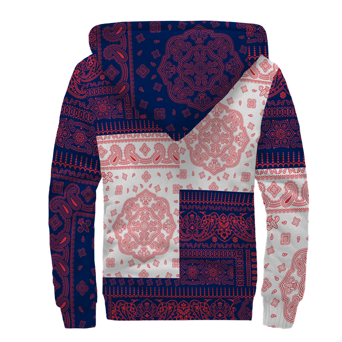 British Virgin Islands Sherpa Hoodie Flag And Paisley Basic Style 2