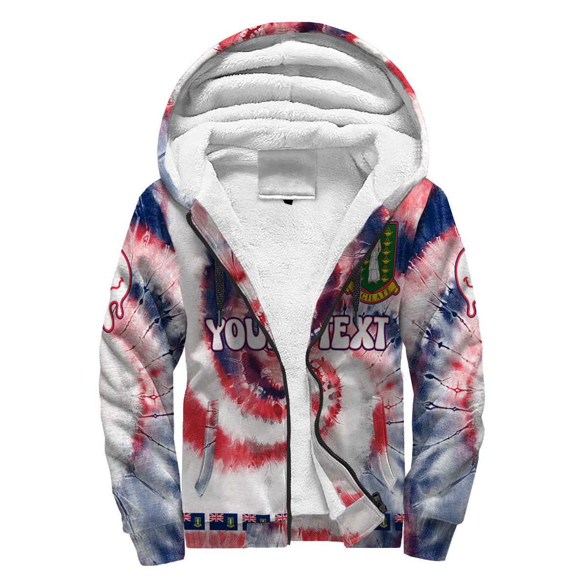 British Virgin Islands Sherpa Hoodie Custom Tie Dye Style 3