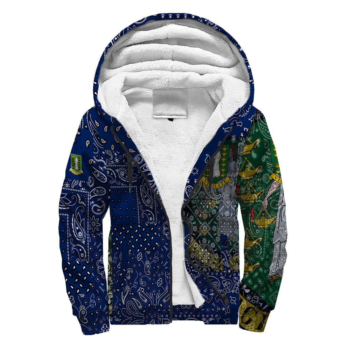 British Virgin Islands Sherpa Hoodie Paisley Flag And Skull Style 3