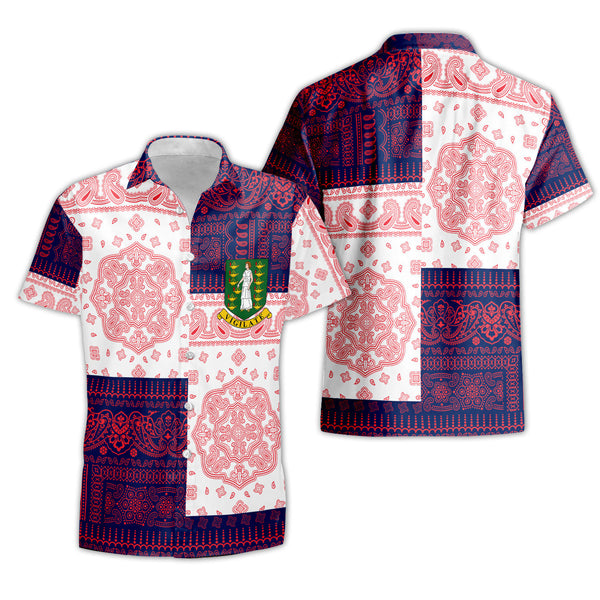 British Virgin Islands Short Sleeve Shirt Flag And Paisley Basic Style 1