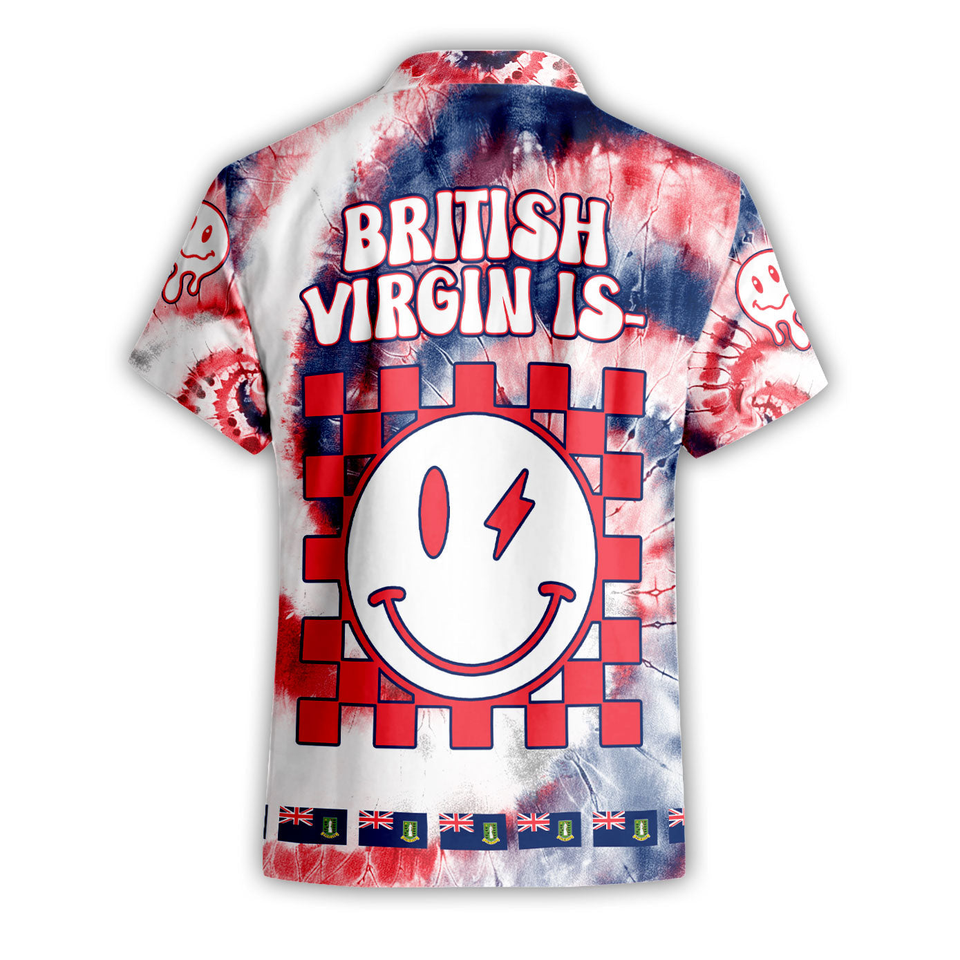 British Virgin Islands Short Sleeve Shirt Custom Tie Dye Style 2