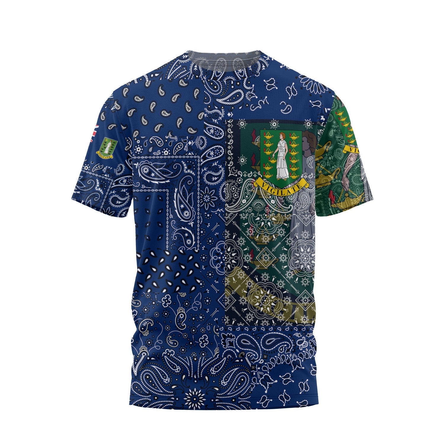 British Virgin Islands T Shirt Paisley Flag And Skull Style 1