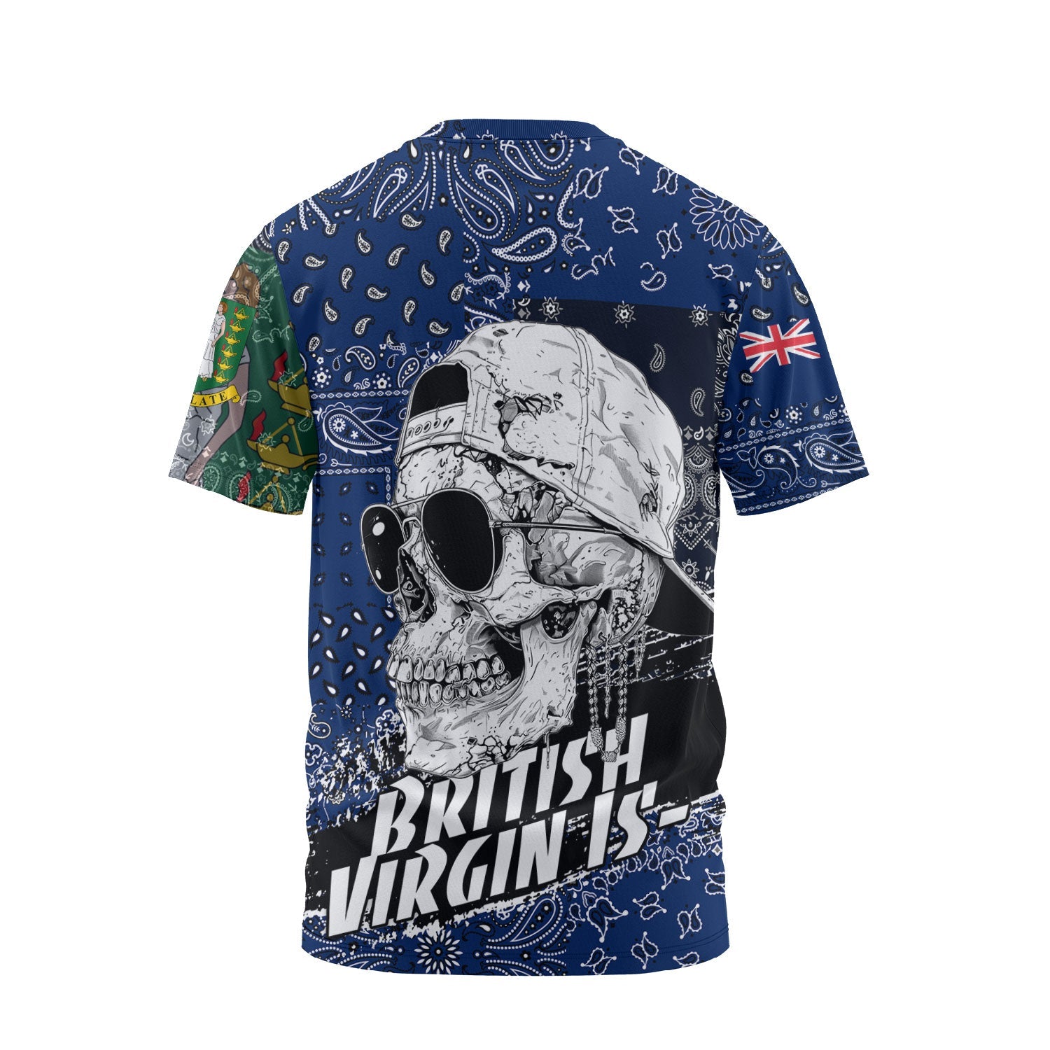 British Virgin Islands T Shirt Paisley Flag And Skull Style 2