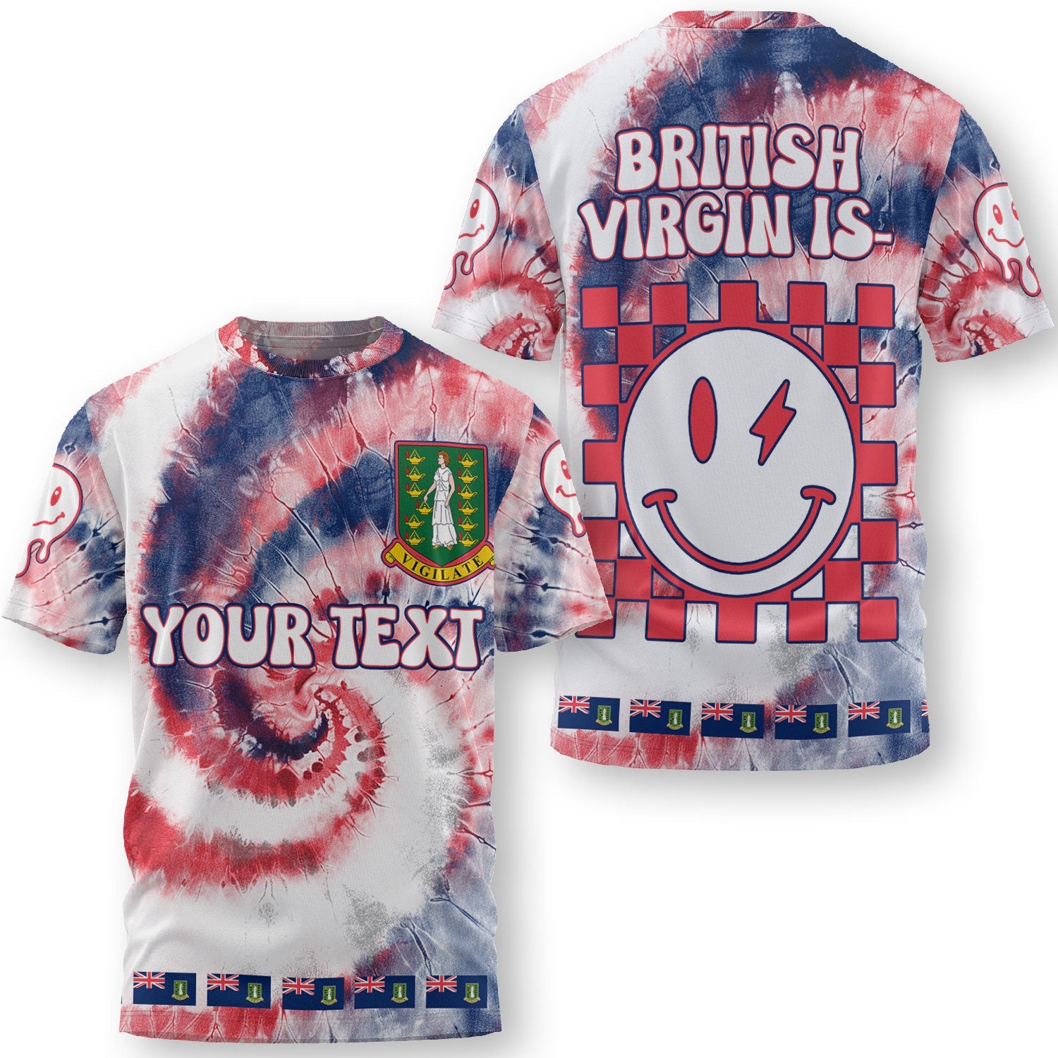 British Virgin Islands T Shirt Custom Tie Dye Style 3