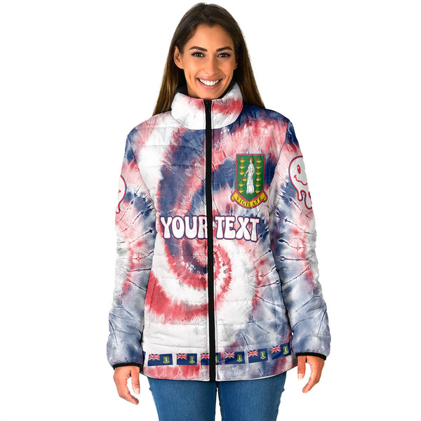 British Virgin Islands Women Padded Jacket Custom Tie Dye Style 1