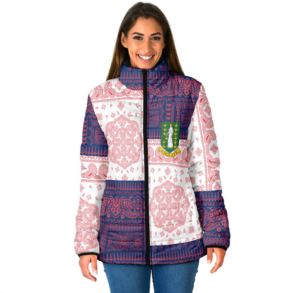 British Virgin Islands Women Padded Jacket Flag And Paisley Basic Style 1