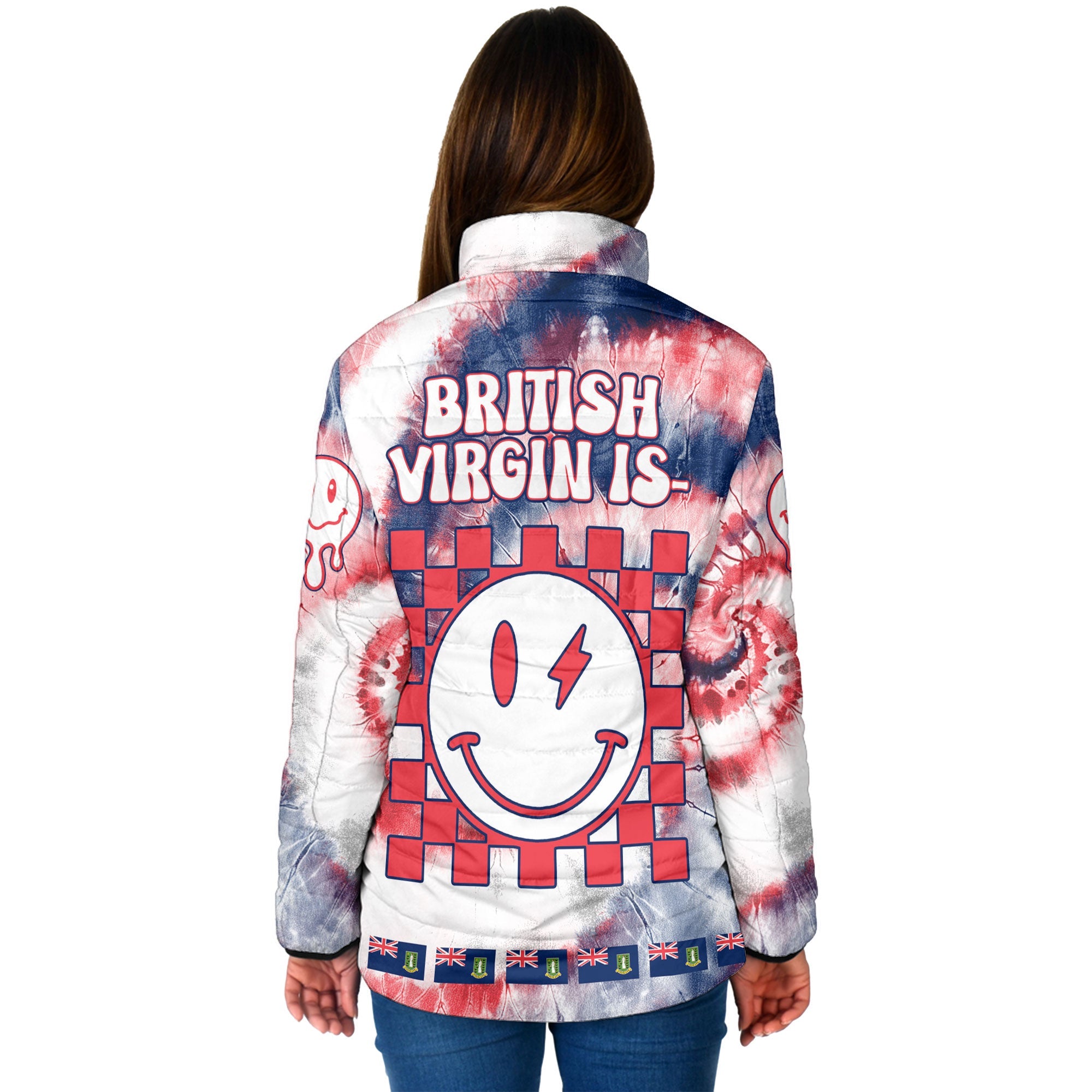 British Virgin Islands Women Padded Jacket Custom Tie Dye Style 2