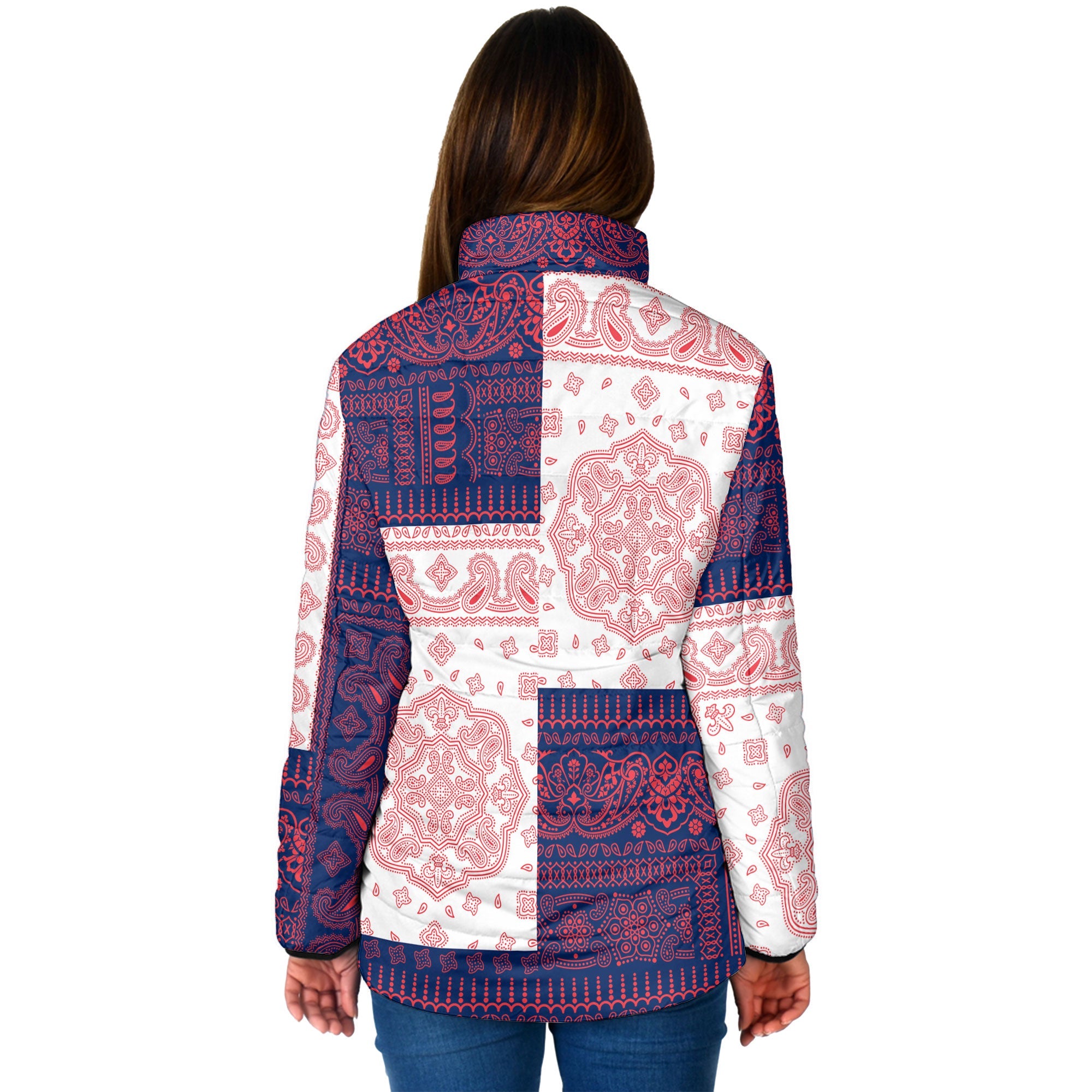 British Virgin Islands Women Padded Jacket Flag And Paisley Basic Style 2