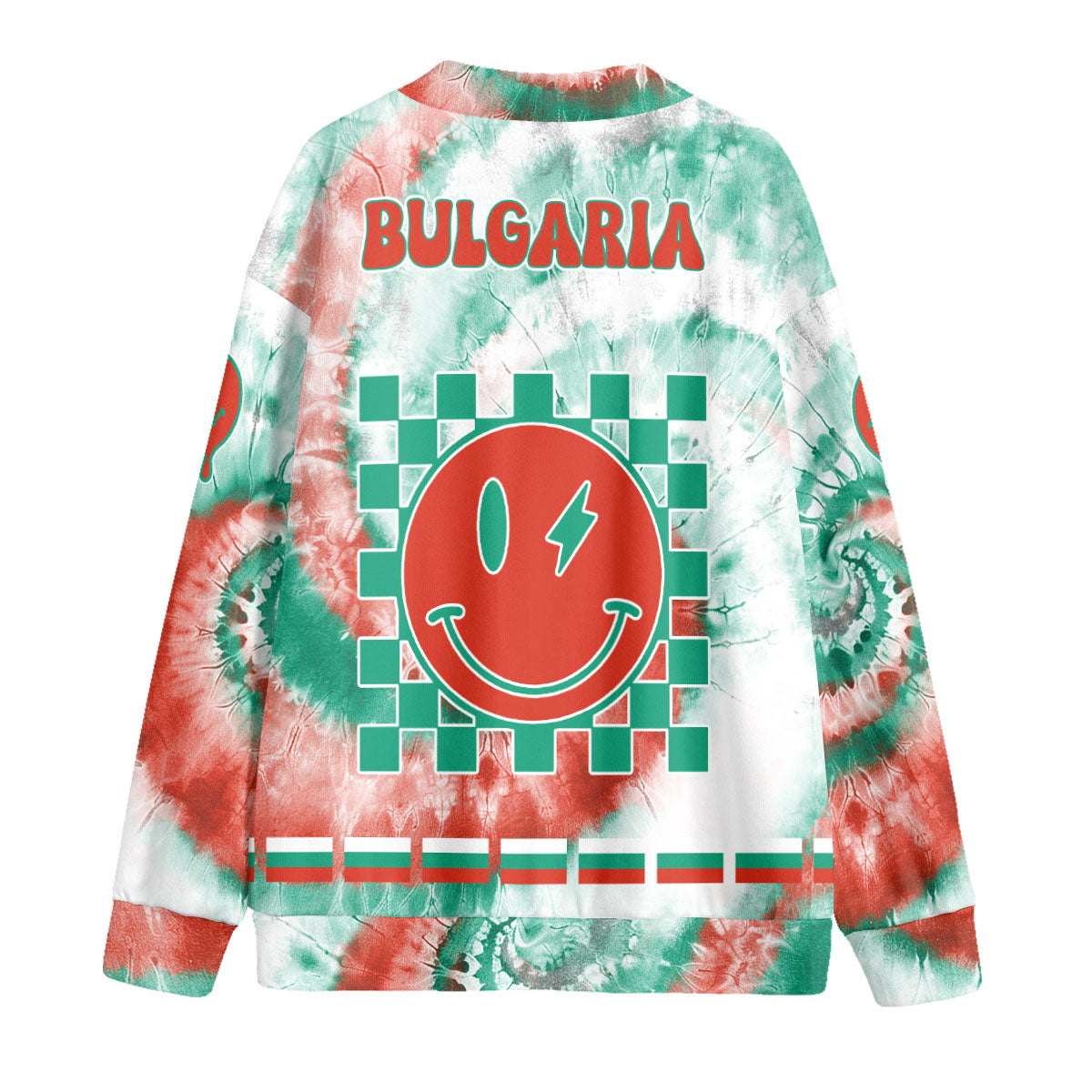 Bulgaria Fleece Cardigan Custom Tie Dye Style 2