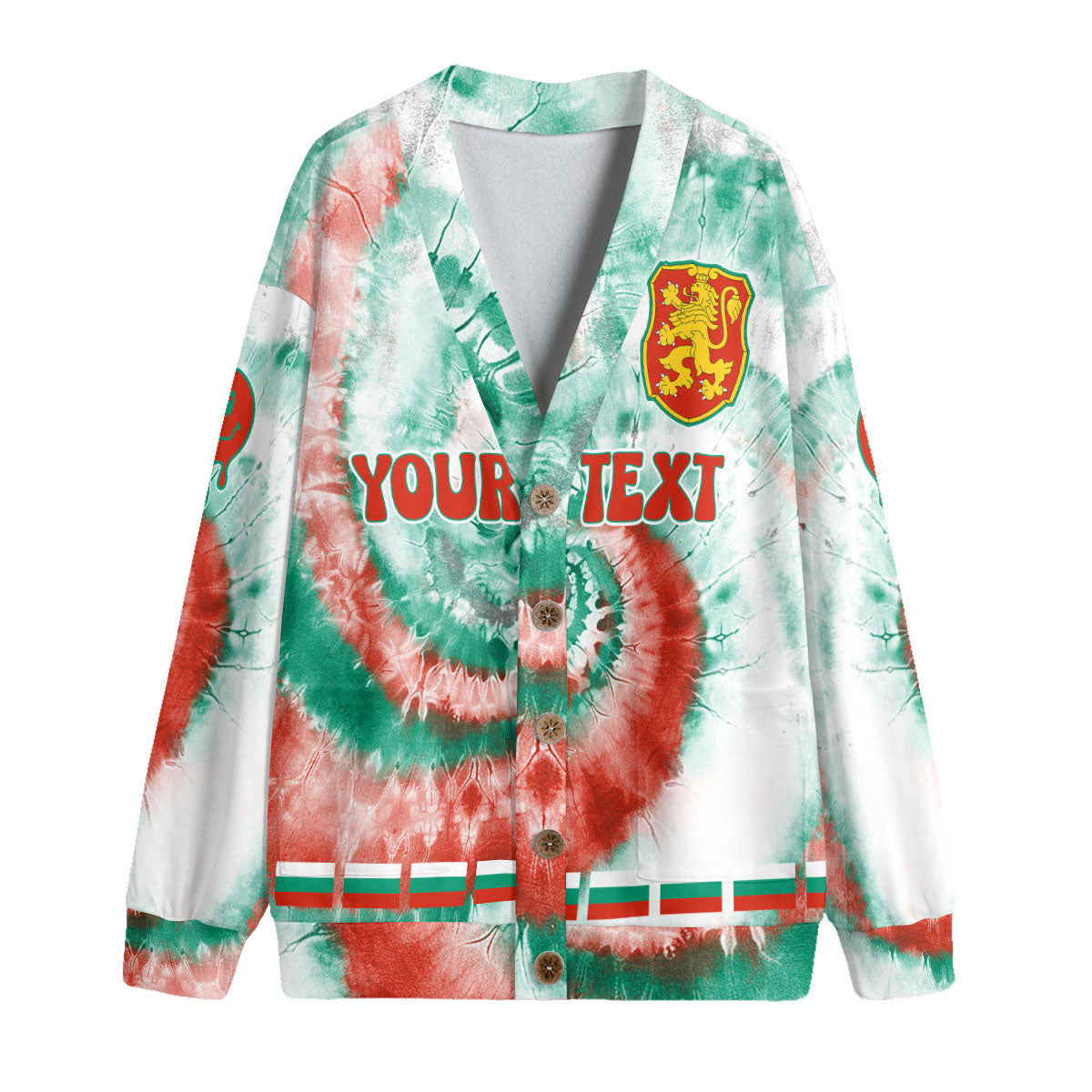 Bulgaria Fleece Cardigan Custom Tie Dye Style 4