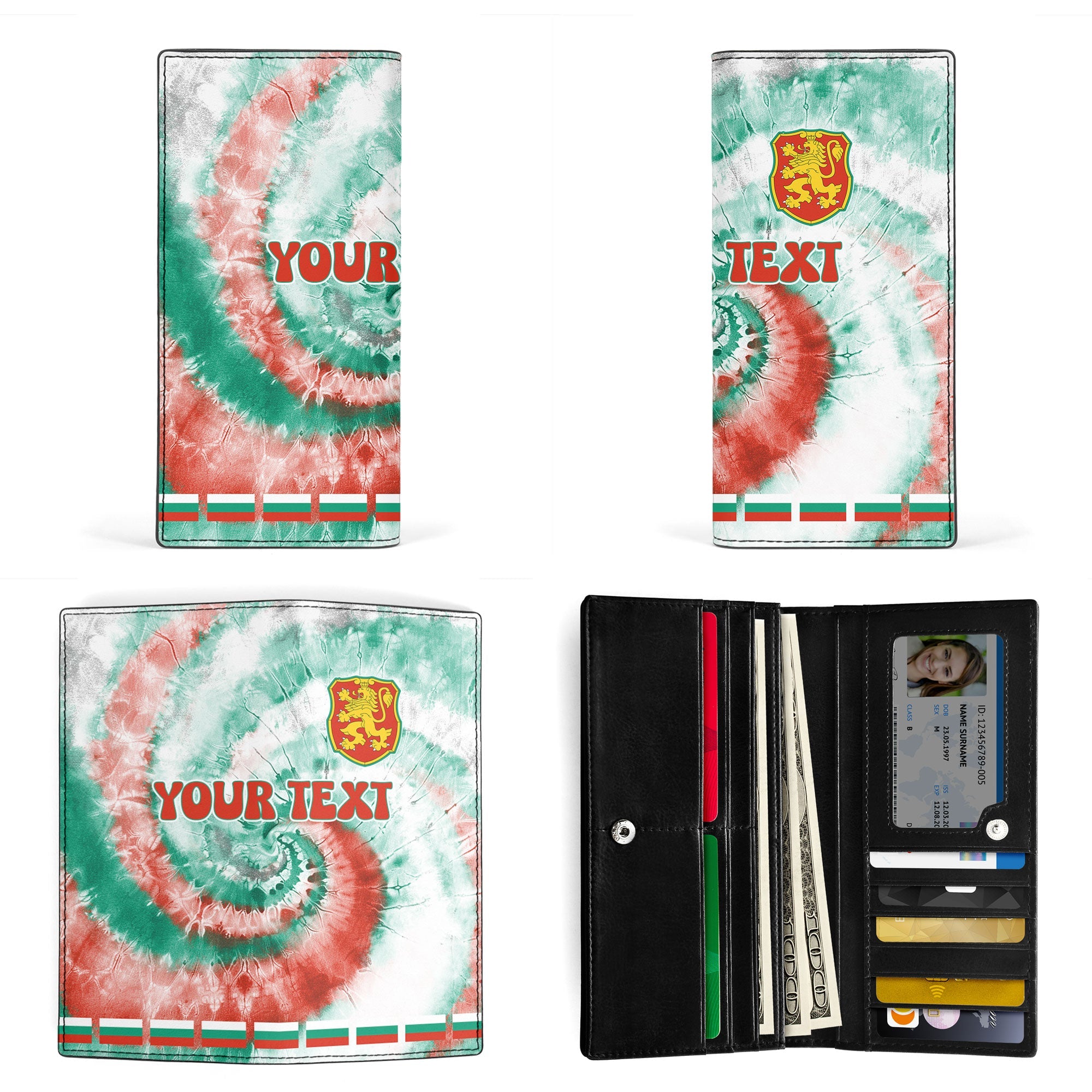 Bulgaria Leather Wallet Custom Tie Dye Style 3