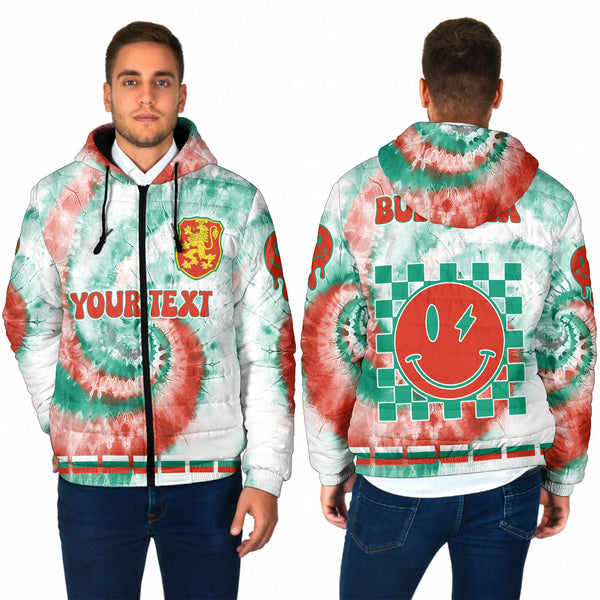 Bulgaria Men Hooded Padded Jacket Custom Tie Dye Style 1