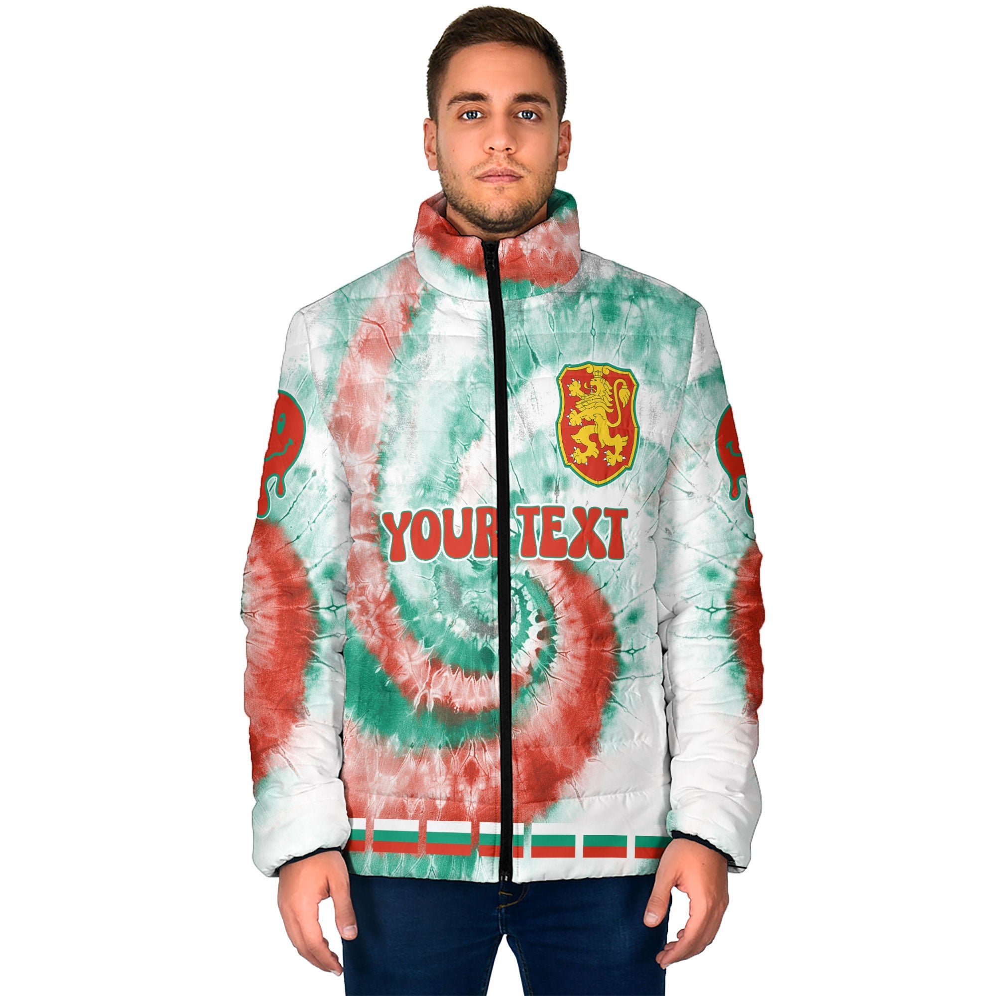 Bulgaria Men Padded Jacket Custom Tie Dye Style 1