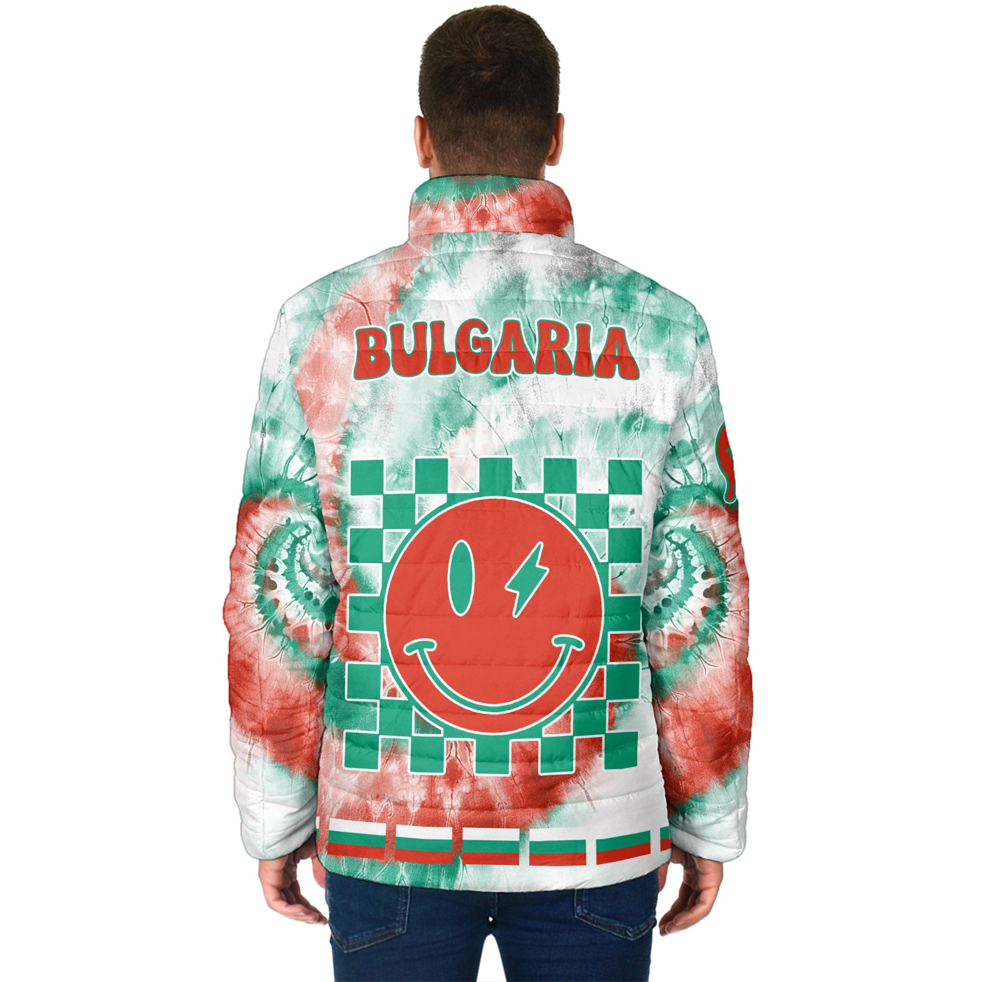 Bulgaria Men Padded Jacket Custom Tie Dye Style 2