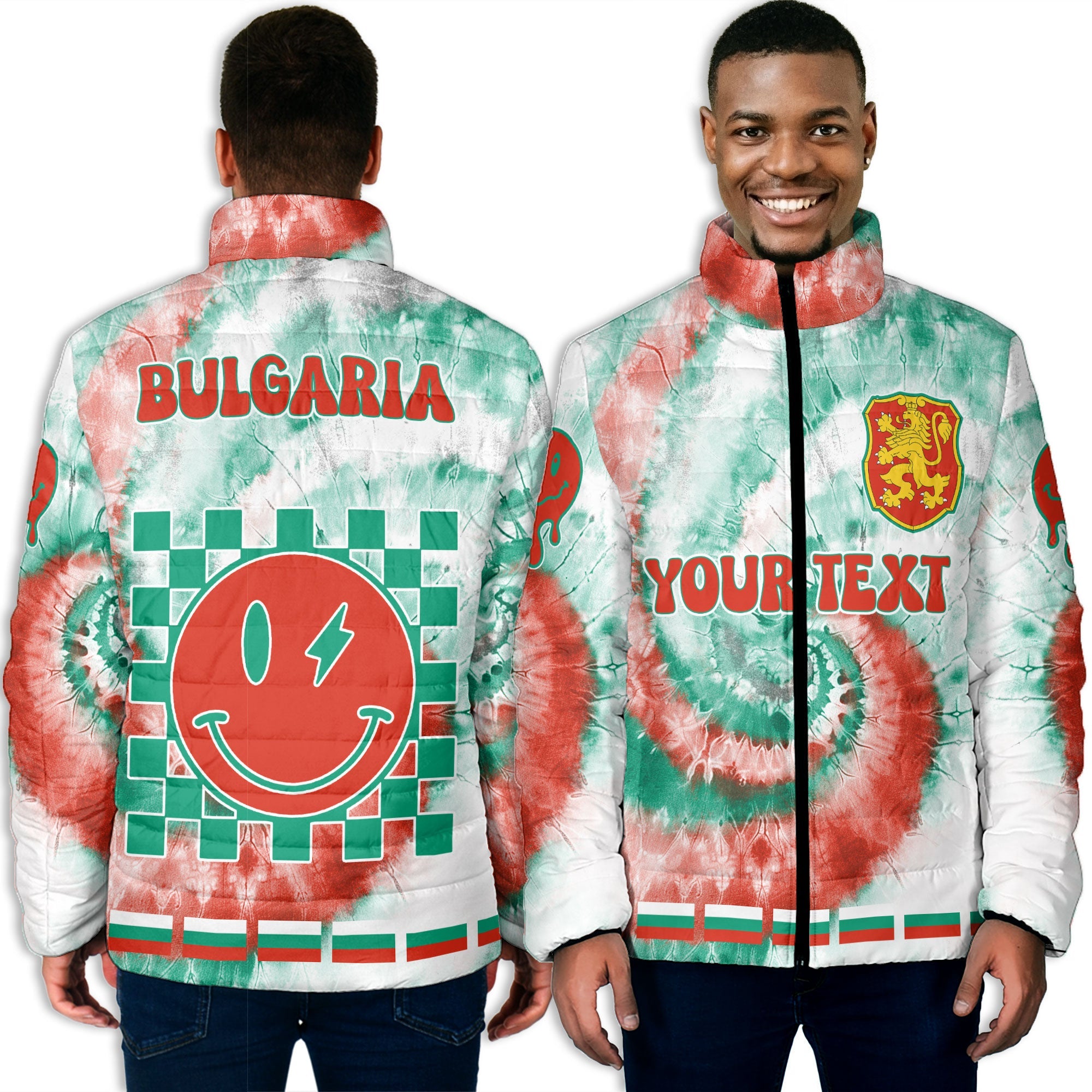 Bulgaria Men Padded Jacket Custom Tie Dye Style 3