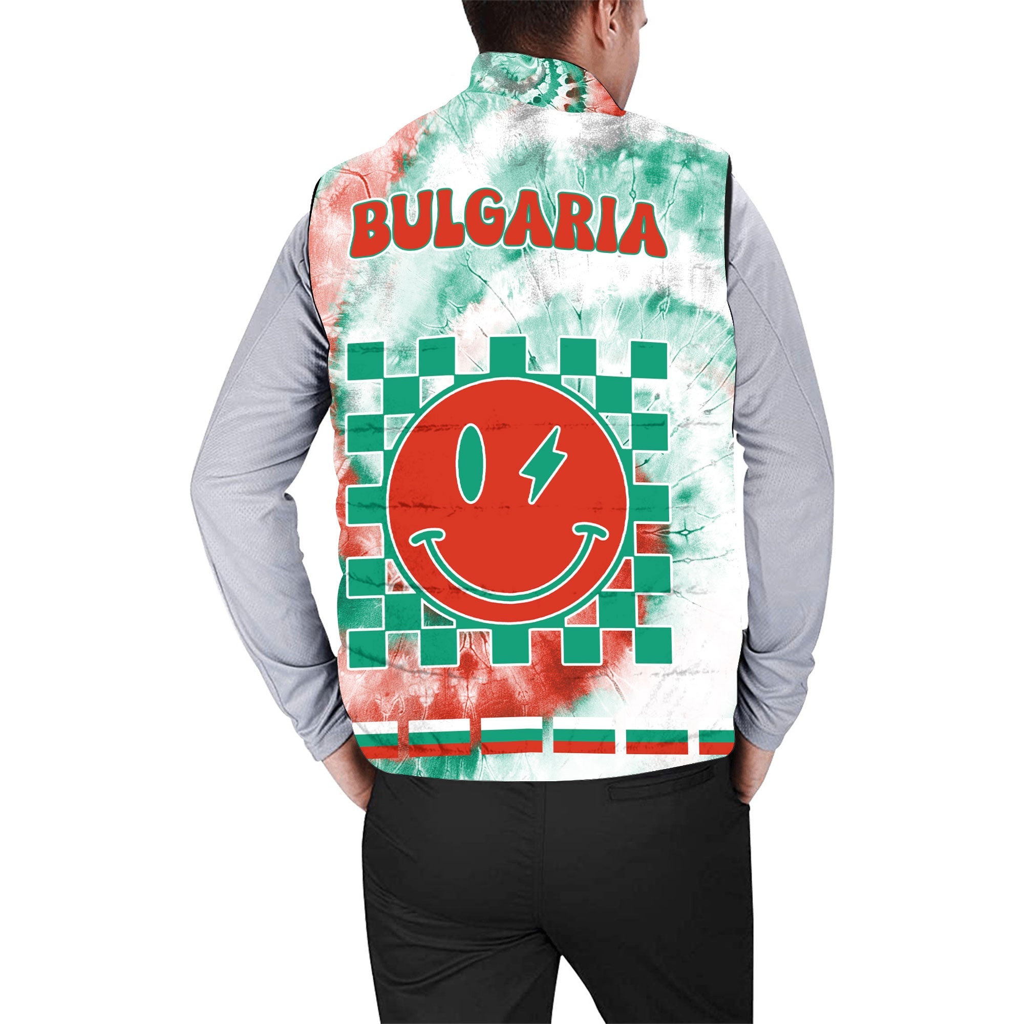 Bulgaria Men Padded Jacket Vest Custom Tie Dye Style 2