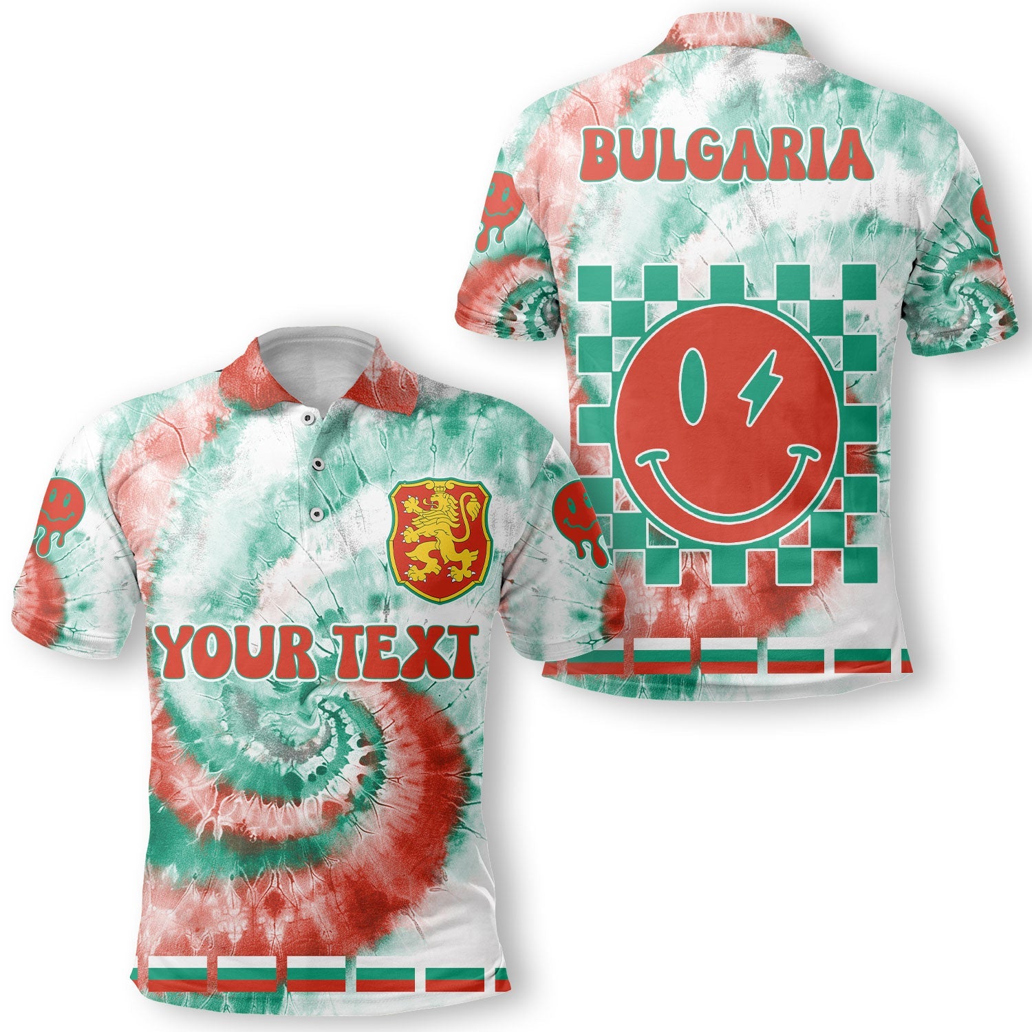 Bulgaria Polo Shirt Custom Tie Dye Style 1